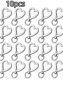 10/20/30pcs Heart-Shaped Keychain Rotating Hook Cute Heart-Shaped Zinc Alloy Spring Clip Keychain Hook Backpack Clip For Handbag DIY Crafting - Love Buckle - View 2