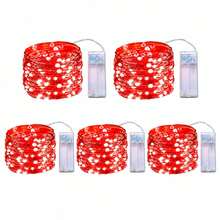 4/5/6 Pack Red Fairy Lights, 3M 30LED Battery Operated String Lights, 2 AA Batteries Required (Not Included), Halloween Decorations, Spooky Halloween Decor, Aesthetic Room Decor, Bedroom Lights, Indoor Party Holiday Decorations - Red - View 7