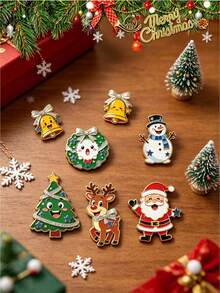 1pc Christmas Refrigerator Magnets, Acrylic Flat Magnetic Decorative Pieces, Including High-Definition Santa Claus, Christmas Tree, Snowman, Reindeer, Bell Patterns. Suitable For Refrigerator, Car And Storefront, Creating Holiday Atmosphere - Multicolor - View 2