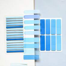 3pcs Assorted Style Sticky Notes Set, Gradient Macaron Blue Series School Student Textbook Reading Marker Index Tabs, Holiday Friend Gift Office Stationery Classification Label Stickers, PET Material Transparent - one-size - View 8