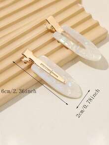 4 cái/1 cái kẹp tóc không đường nối bằng acetate bóng ngọc trai trắng, kẹp tóc acrylic hình cá sấu, phù hợp cho tóc mái và tạo kiểu - Nhiều màu - Xem 4