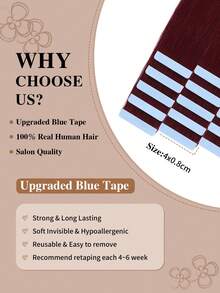 Yilite 18 Inch 10Pcs Burgundy #99j Tape In Hair Extensions Human Hair Straight Soft Human Hair Tape In Extensions Skin Weft Tape Ins Extensions For Women - S99J - View 6
