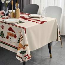 New Traditional Christmas Tablecloth, Merry Christmas, Christmas Tablecloth, Christmas Atmosphere Tablecloth, Rectangular Table Cover, Suitable For Christmas Family Party, Home Decor - Multicolor - View 2