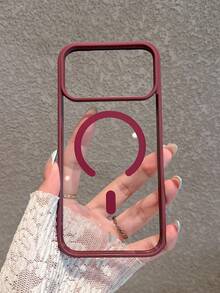 1件新款純色壓克力磁吸酒紅色手機殼，適用於 Apple 16 Pro Max 11/12/13/14 Plus XR/7/8 Plus/15 Pro Max/17/17 Air/17 Pro Max - 酒紅色 - 查看 4