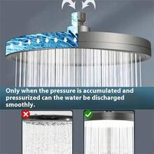 1pc Large Round Pressurized Top Shower Head, 6-Function 360° Rotating Waterfall Style Shower Head For Bathroom Home Bathing - Round - View 4