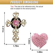 Shiny Cross & Heart Car Air Vent Clip, Sparkling Rhinestone Car Decoration Clip, Elegant Car Interior Decor - A - View 7