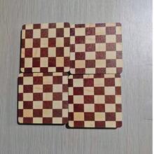 4pcs Set Solid Wood Checkerboard Coffee Cup Coasters, Creative Square Coasters, Antibacterial & Anti-Mold Heat-Resistant Pads, Tea Tray, Cake Tray, Tea Cup Coasters, Small Trays, Suitable For Home, Office, Tea House Use - Multicolor - View 4