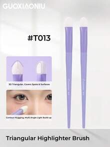 GUOXIAONIU 3D Triangular Highlighter Brush, High Pick-Up Natural Payoff, No Clumping, Contour-Hugging Lifts Flat Face, 4-In-1 Brighten Conceal Blend Highlight, Beginner-Friendly Makeup Brush - Bunny#T013 - View 1