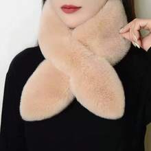 1pc New Women's Faux Rabbit Fur Cross Tie Neck Warmer, Soft Fluffy Thick Warm Winter Scarf, Solid Color Comfortable Neck Protector, Suitable For Daily Wear - Multicolor - View 9