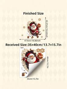 1pc Funny Santa & Xmas Tree Wall Stickers - Christmas Decorations,Removable Self-Adhesive Home Decals For Wall, Party, Holiday Decals - Multicolor - View 5