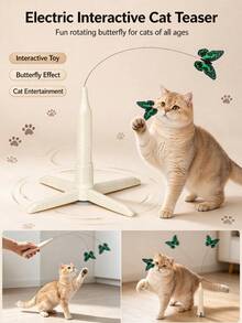 2-In-1 Electric Pet Butterfly Cat Teaser Toy With Suction Cup Base, Stand And Handheld Modes, Automatic Rotating Cat Wand, Hands-Free Indoor Interactive Toy For Cats, Self-Entertainment And Boredom Relief, Dual-Mode Automatic Rotating Butterfly Cat Toy, Suitable For All Cats - View 12