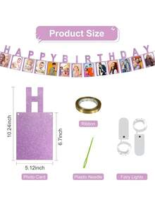 Gold Happy Birthday Photo Banner Set, Milestone Party Backdrop Picture Frame For Adult Decoration - Multicolor - View 3