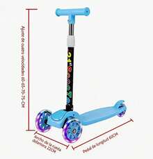 Scooter Monopatín De Pie Plegable Para Niños De 2 A 10 Años, Patinete Infantil Portátil Color Rosa Para Paseos Y Diversión - Azul - Ver 2