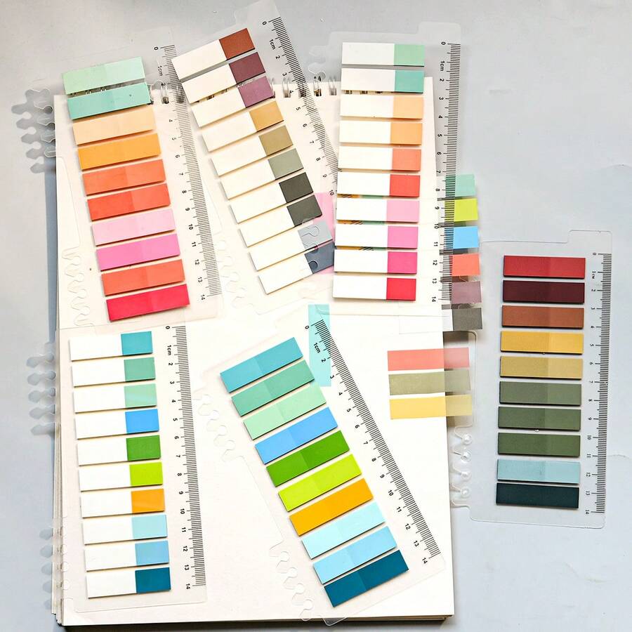 6 Sets Style Packaging 1 Pack Total 1200 Sheets 200 Sheets Per Style Page Index Stickers, Colorful Semi-Transparent Reusable Bookmarks, Elegant Ribbon Index Labels, Vintage Colorful PET Transparent Adhesive Index Labels - one-size - View 1