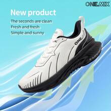 ONEMIX Unisex Reflective Training Running Sneakers, Lightweight Breathable Mesh Shock Absorbing Night Jogging Shoes For Workout - Panda White - View 9