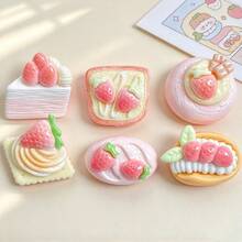 10/30/50pcs Strawberry Cake Series Decorative Accessories, Handmade DIY Cream Glue Resin Patches - Random Mix - Strawberry Cake Series - View 7