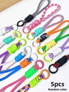 5/10/20/50pcs Colorful Handmade Braided Rope Keychain, Colors Nylon Rope DIY Handmade Weaving Set Colorful Keychain Lanyards, Keyring, Phone Accessories, Short Leash Clips, Cellphone Case Keychain Gift Souvenir Car Accessories Bag Charm School Cute - Multi-color - View 12