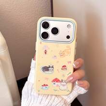 Kavenfort, Ốp điện thoại phù hợp cho Apple 18pm, 17, phong cách thiết kế tươi mới, vỏ mềm, họa tiết mèo hoạt hình dễ thương, ngọt ngào, nữ tính, hình học, Hàn Quốc, dễ thương, độc đáo, chủ đề thú cưng, phong cách soft girl. - Màu vàng xoài - Xem 3