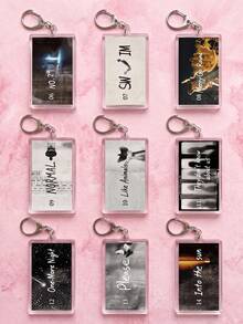 1Pc/9Pcs Bangtang K-Pop Album Song Theme Rectangular Acrylic Keychains, Including "NO.29.", "SWIM", "Merry Go Round", "NORMAL", "Like Animals", "They Don't Know About Us" - Multicolor - View 5