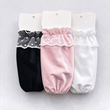 1 đôi băng tay ngắn bằng nhung viền ren, bọc tay cổ tay bèo nhún, chống bám bẩn dùng cho nhà ở, công việc, nấu ăn và văn phòng - Ren ngọc trai - Xem 9