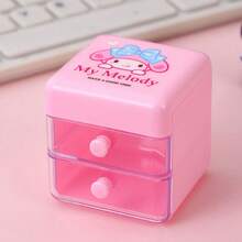 SANRIO 1PC Cartoon Mini Double Drawer Storage Box, Small Desktop Organizer Cabinet, Cute Stationery Sticker Tape Small Item Storage Box, Student And Office Desk Chair Organizer Storage Box - Double-layer Storage Box - View 13