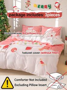 3-Piece Snowman Duvet Cover Set (1 Duvet Cover And 2 Pillowcases), Soft And Skin-Friendly, Suitable For All Seasons. - Multicolor - View 5