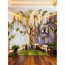 50 pieces of artificial glicinia silk flower hanging garlands, green floral wall and ceiling decorations for home, elegant hanging decor for weddings, perfect for birthdays, family gatherings, Valentine's Day gifts, artificial flowers, artificial pla - Multicolor - Ver 8