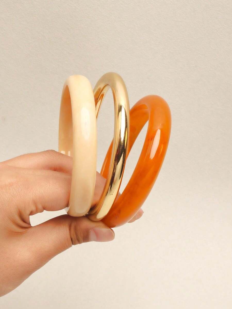 3pcs Women's Mixed Wide Cuff Bracelet Set, Stackable Vintage Chunky Bracelets, Great Gift For Women - Multicolor - View 1
