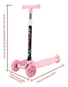 Scooter Monopatín De Pie Plegable Para Niños De 2 A 10 Años, Patinete Infantil Portátil Color Rosa Para Paseos Y Diversión - Azul - Ver 9