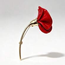 Red Enamel Rhinestone Crystal Poppy Flower Brooch, Dress Accessory Pin, Suitable For Clothes, Bags, Backpacks, Etc., Fit For School, Office, Shirts, Coats, Etc., Christmas, Halloween Costume Pin - Multicolor - View 4