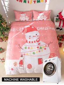 3-Piece Snowman Duvet Cover Set (1 Duvet Cover And 2 Pillowcases), Soft And Skin-Friendly, Suitable For All Seasons. - Multicolor - View 10