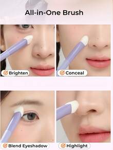 GUOXIAONIU 3D Triangular Highlighter Brush, High Pick-Up Natural Payoff, No Clumping, Contour-Hugging Lifts Flat Face, 4-In-1 Brighten Conceal Blend Highlight, Beginner-Friendly Makeup Brush - Bunny#T013 - View 3