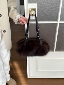 Fashionable Plush Women's Shoulder Bag 2026 Autumn New Versatile Large Capacity Fuzzy Bag - Coffee - View 6