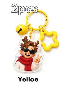 Custom Cartoon Portrait Keychain, Personalized Photo Key Chain, Cute Star Bag Charm, Customized Picture Keychains, Customizable Christmas Gift - Multicolor - View 15