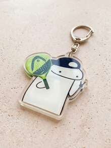 1/6pcs Cute Cartoon Padel Racket Tennis Acrylic Keychain, Fun Sports Style Flork Expression/Racket/Cute Duck Design, Padel Tennis Sports Bag Charm, Car Key Ring Accessory, Ideal Gift For Tennis Players, Sports Enthusiasts, Friends - Multicolor - View 12