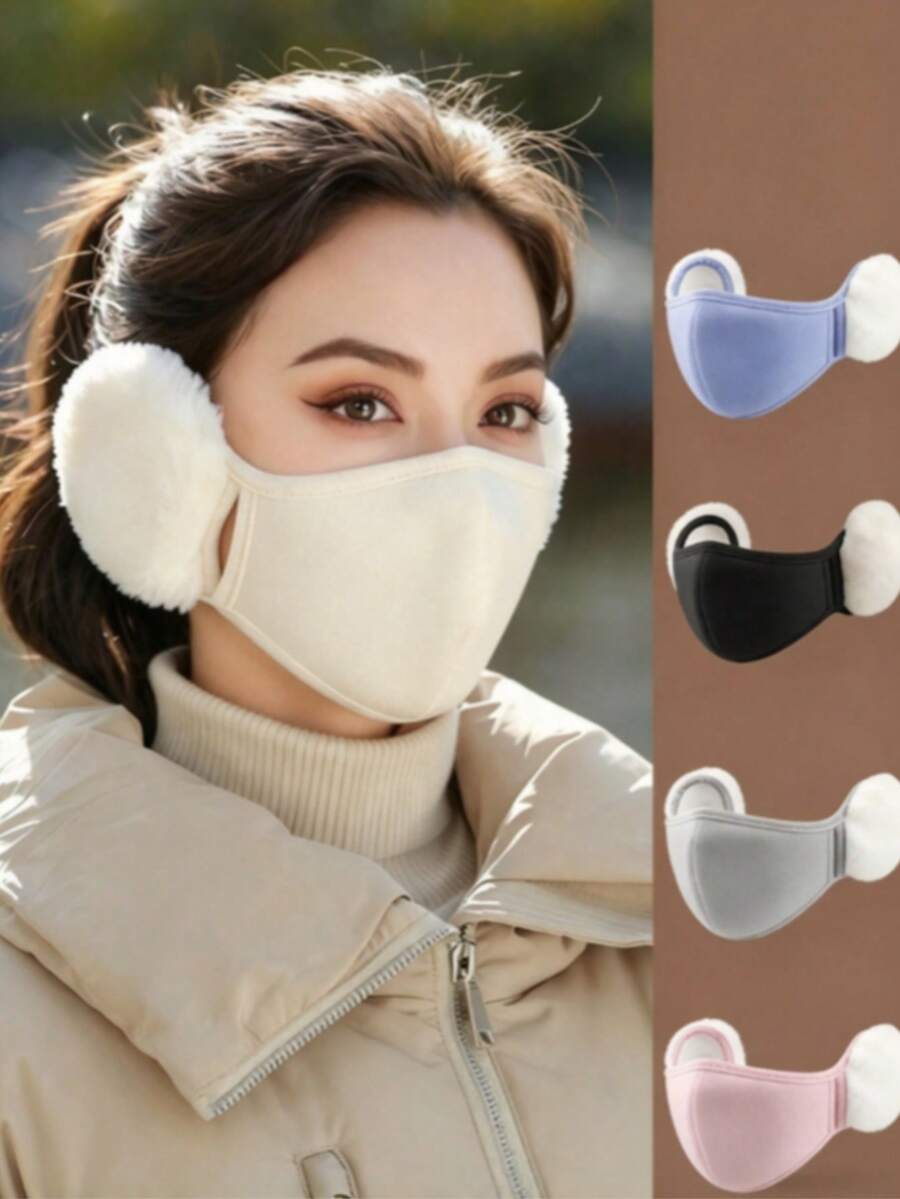 Women's Warm Windproof Cold-Proof Face Mask, Fashionable Autumn/Winter Mask, Integrated Ear Covers, 3D Facial Protection, Suitable For Outdoor Cycling Wear - Multicolor - View 1