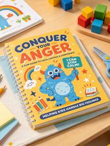 Children's Emotion Management Workbook, Cute Blue Cartoon Monster Theme, Preschooler Emotion Regulation Learning Book, Children's Emotion Recognition And Emotion Control Enlightenment Guide, Size 5.8x8.3 Inches - Yellow Cover Child Emotions - View 4