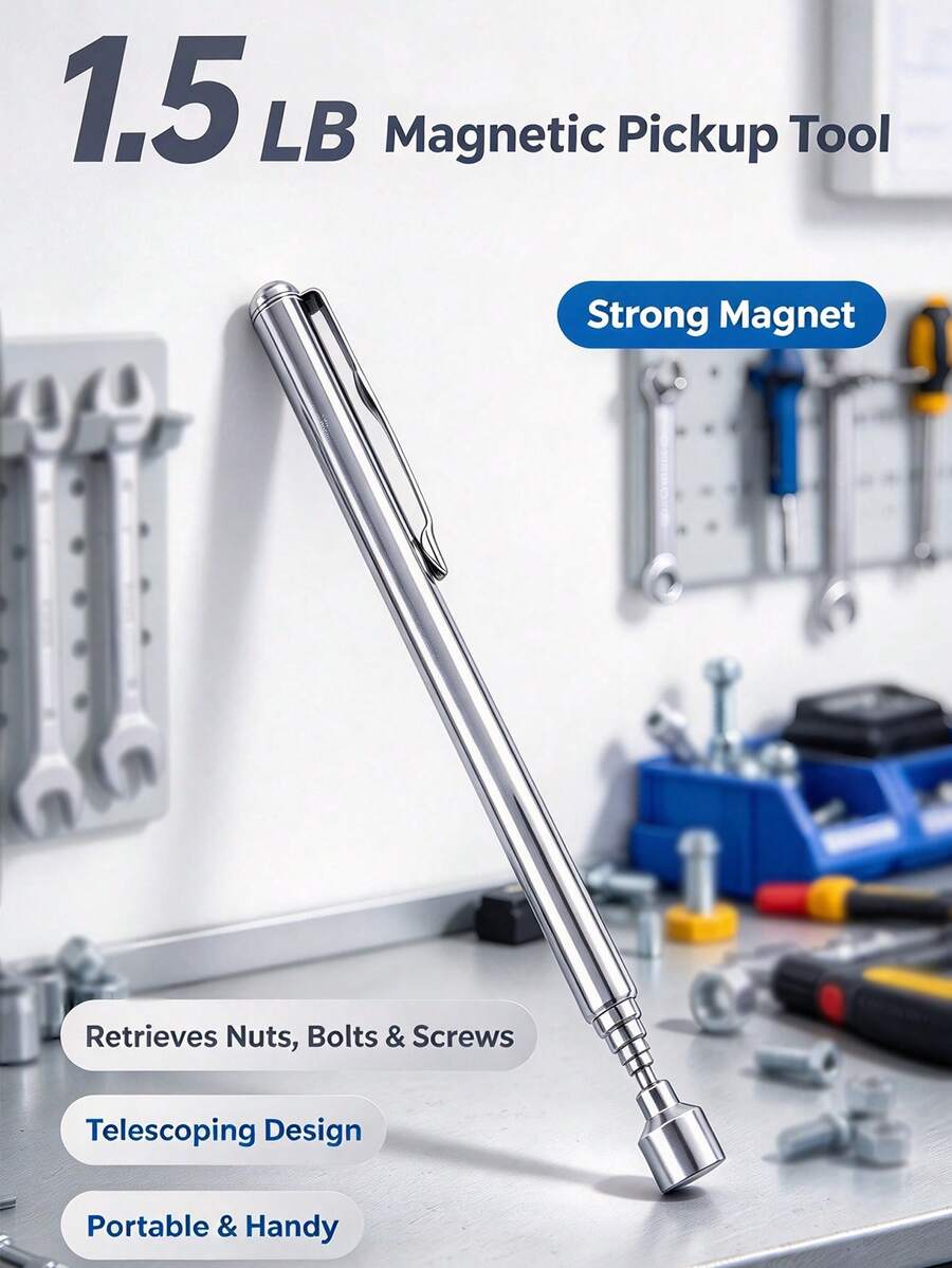 1.5LB Telescopic Magnetic Pick Up Tool Extendable Magnetic Retrieval Grabber Strong Magnet Metal Parts Picker Portable Magnet Suction Stick For Retrieving Nuts Bolts Screws In Auto Repair Home Maintenance & DIY Hand Tool - A - View 1