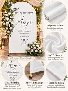 Custom Wedding Arch Fabric Decor Cover, Personalized Photo Name Date Text, Polyester Double-Sided Elastic Backdrop, Wedding Welcome Sign, Spandex, Event Backdrop Curtain - Multicolor - View 3