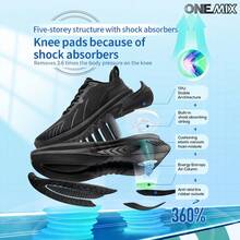 ONEMIX Unisex Men's Running Shoes, Lightweight Breathable Mesh Training Sneakers, Shock-Absorbing Non-Slip Outdoor Athletic Trainers With Arch Support For Workout & Daily Commute - Black - View 8