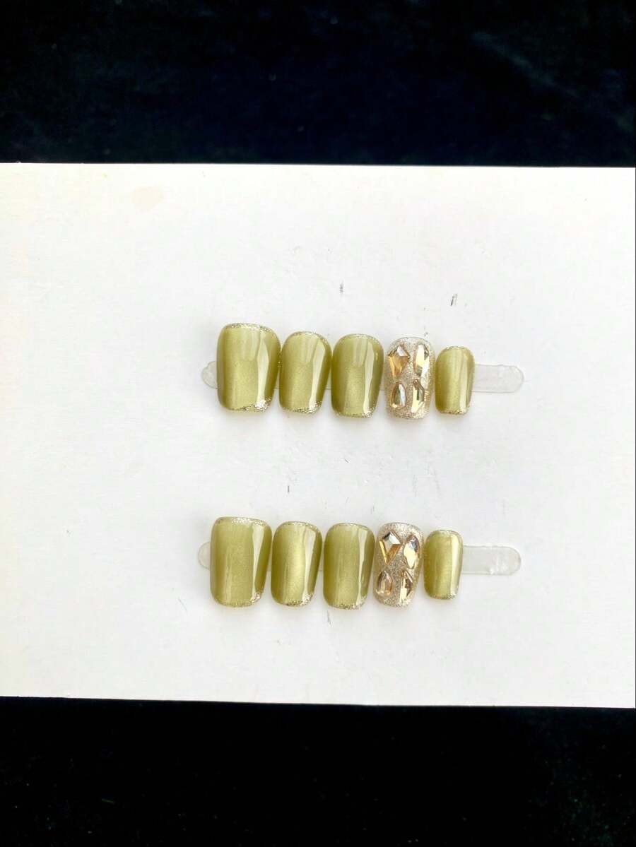 10pcs Handmade Press-On Nails, Y2K Style, Autumn Maple Leaf Color Palette, Autumn Floral & White Gradient, Caramel Gradient, Suitable For Girls And Women For Festivals, Music Festivals, Daily Wear, Valentine's Day Gift