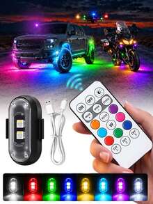 Car Interior LED Ambient Light Strip With Remote Control, 8-Color USB Rechargeable Waterproof Anti-Collision Emergency Warning Light, Suitable For Cars, Motorcycles, Drones, Airplanes, Bicycles, Best Holiday Gift For Family And Friends, Car Accessories - Standard Edition - View 13