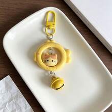 1pc Hollow Fish Ring With Rotating Black Cat Inside, Matching Bell, Girly Style, Best Friend / Couple Small Gift, Backpack / Bag Charm, Birthday Gift, Children's Toy, Holiday Gift, Perfect Gift, Gift, Toy - Multicolor - View 10