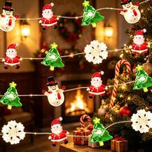 1pc Christmas LED Mixed String Lights, Santa Claus, Christmas Tree, Snowman & Snowflake Fairy Lights, Festive Decorative Lights For Tree Branches, Shop Windows, Living Room, Tabletop, Christmas, Ramadan, Wedding, Engagement & Party Decor - Christmas Mixed String Lights - View 3