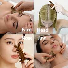 3 Pcs Wooden Head Scalp Massager Comb, Head Massage Tool For Relaxation Hair Gua Sha Comb, Foot Massagers Tools With Long Handle For Head Neck Back Legs Feet, Gift For Women - Brown - View 4