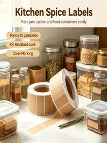 2/1 Roll (2000pcs/1000pcs) Kraft Paper Self-Adhesive Labels, Thick Texture With Smooth Writing. Comes With Back Adhesive For Easy Application, Clear Handwriting And Smudge-Resistant, Suitable For Packaging Marking, Item Classification, Warehouse Labeling, Convenient And Practical - Brown - View 7