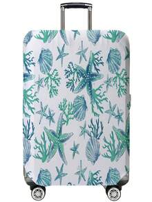 1pc 18-32 Inch Suitcases Dust Cover,Teal Starfish Shell Print Luggage Cover. Stretchable, Scratch-Proof & Dustproof, Stylish Decoration For Luggage - Multicolor - View 6