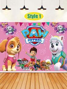 1pc "Paw Patrol" Happy Birthday Wall Backdrop - Blue Cartoon Rescue Dog Theme With Paw Print Pattern; Made Of High-Quality Wrinkle-Resistant Polyester Material, Easy To Clean And Reusable; Suitable For Boys' Birthday Parties, Cartoon Theme Gatherings, Cake Table Background, Indoor/Outdoor Photography Background And Party Photo Ops - Multicolor - View 11