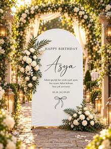 Custom Wedding Arch Fabric Decor Cover, Personalized Photo Name Date Text, Polyester Double-Sided Elastic Backdrop, Wedding Welcome Sign, Spandex, Event Backdrop Curtain - Multicolor - View 5