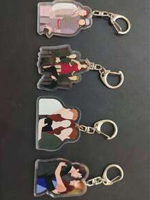 1pc/4pcs Acrylic Anime Keychain Set, Cartoon Character Pendant, Can Be Used As Backpack Charm, Outdoor Christmas Decoration, Christmas Ornament, Car Keychain Suitable For Daily Matching, Also A Special Christmas Gift For Friends, - Multicolor - View 4